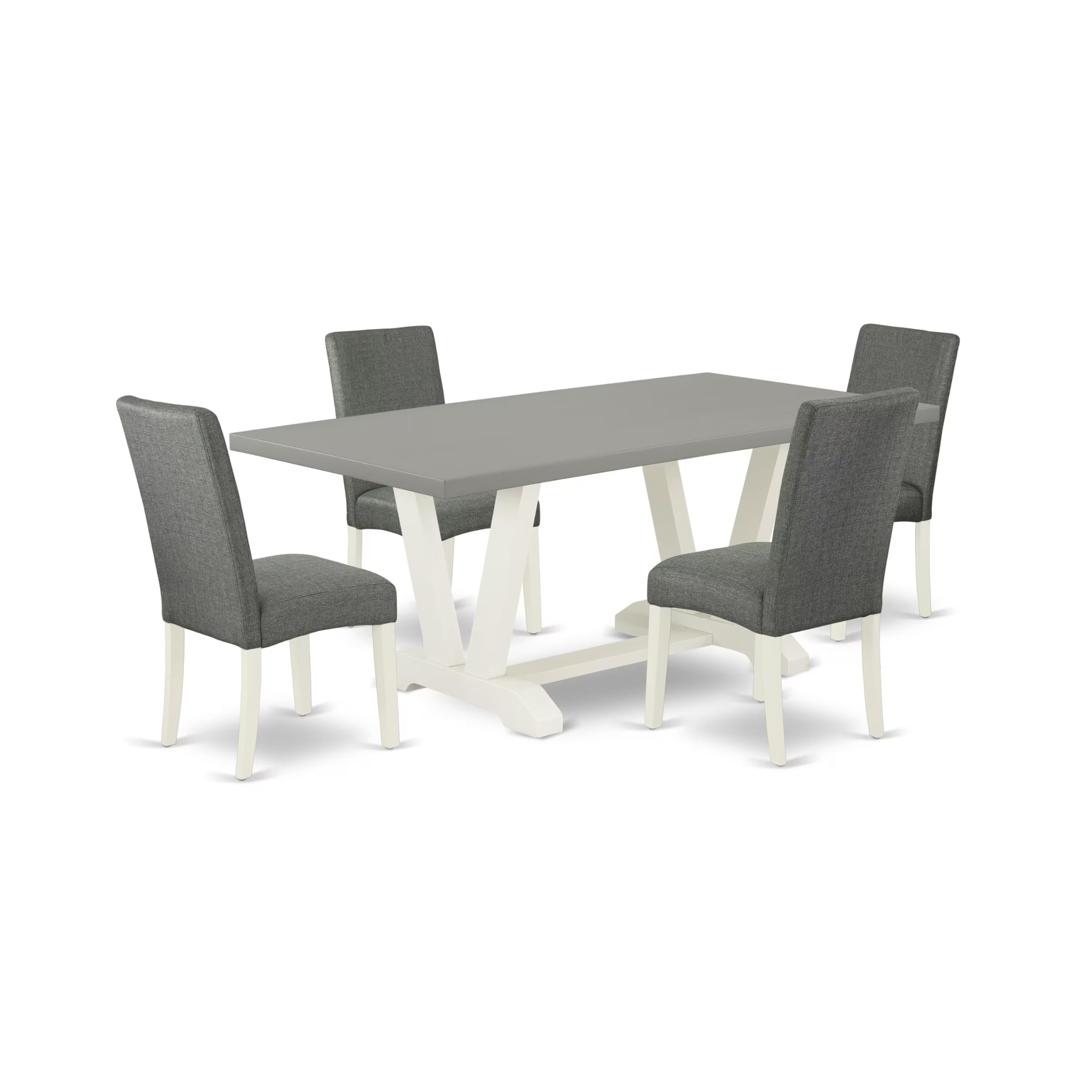 East West Furniture V097Dr207-5 5 Piece Kitchen Table Set For 4 Includes A Rectangle Dining Room Table With V-Legs And 4 Gray Linen Fabric Upholstered Chairs, 40X72 Inch, Multi-Color